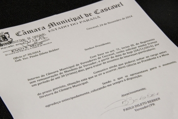 Documento entregue hoje na Câmara
