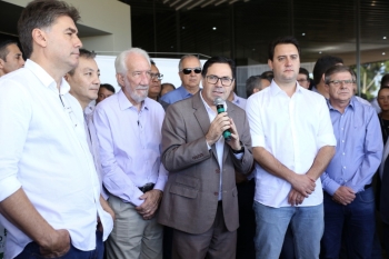 Alécio Espínola discurso na recepção ao governador Ratinho Júnior, hoje de manhã, na prefeitura de Cascavel