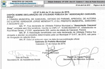 Publicação aconteceu no Diário Oficial do Município de Cascavel