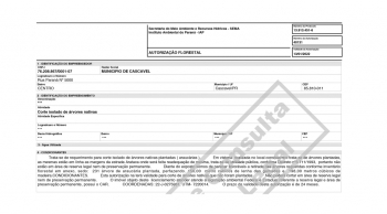 Cópia do pedido de autorização da Sema para o IAP revela que o objetivo é fazer readequação de estrada rural