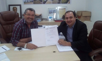 Vereador João Paulo com Léo Rigon, superintendente da Acesc