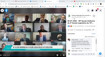 Maioria dos vereadores participou da sessão a partir de suas casas; alguns nos gabinetes e no Plenário