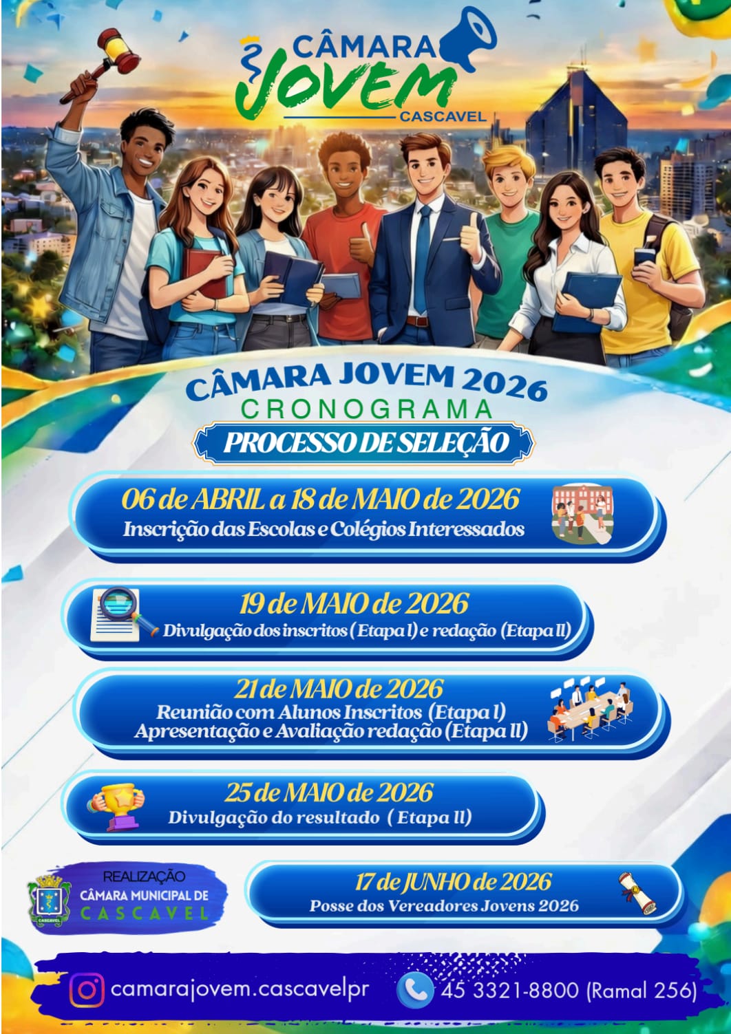 Material de divulgação distribuído para as escolas e colégios de Cascavel